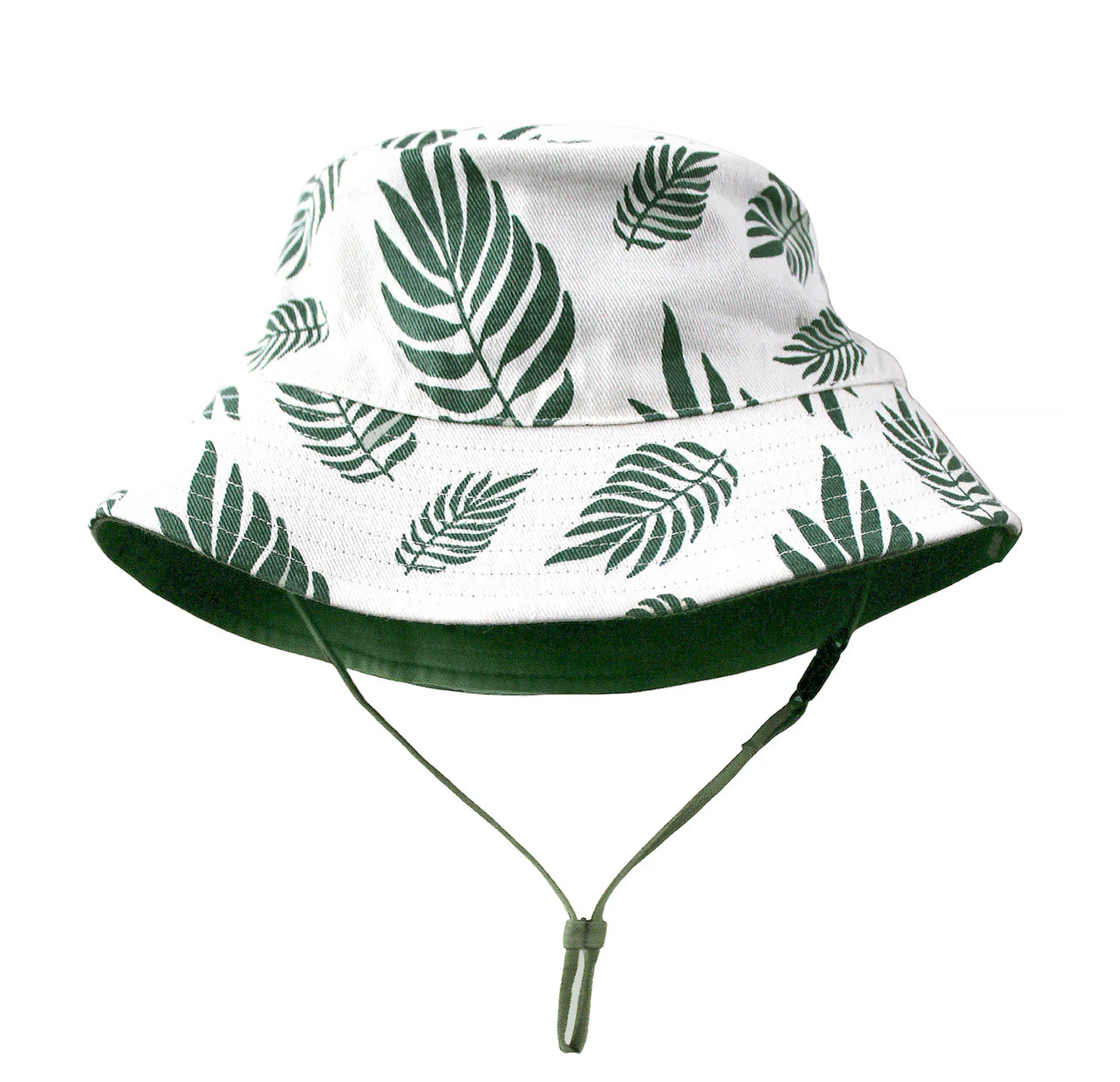 Parade Organics Reversible Cotton Bucket Hat | Palm Leaves & Camper Green | 6-12M