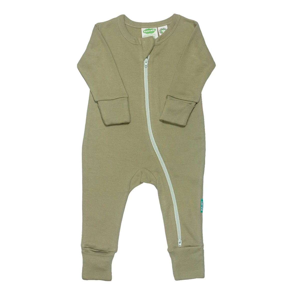 Parade Organics Essentials 2-Way Zip Long Sleeve Romper | Olive | 12-18M