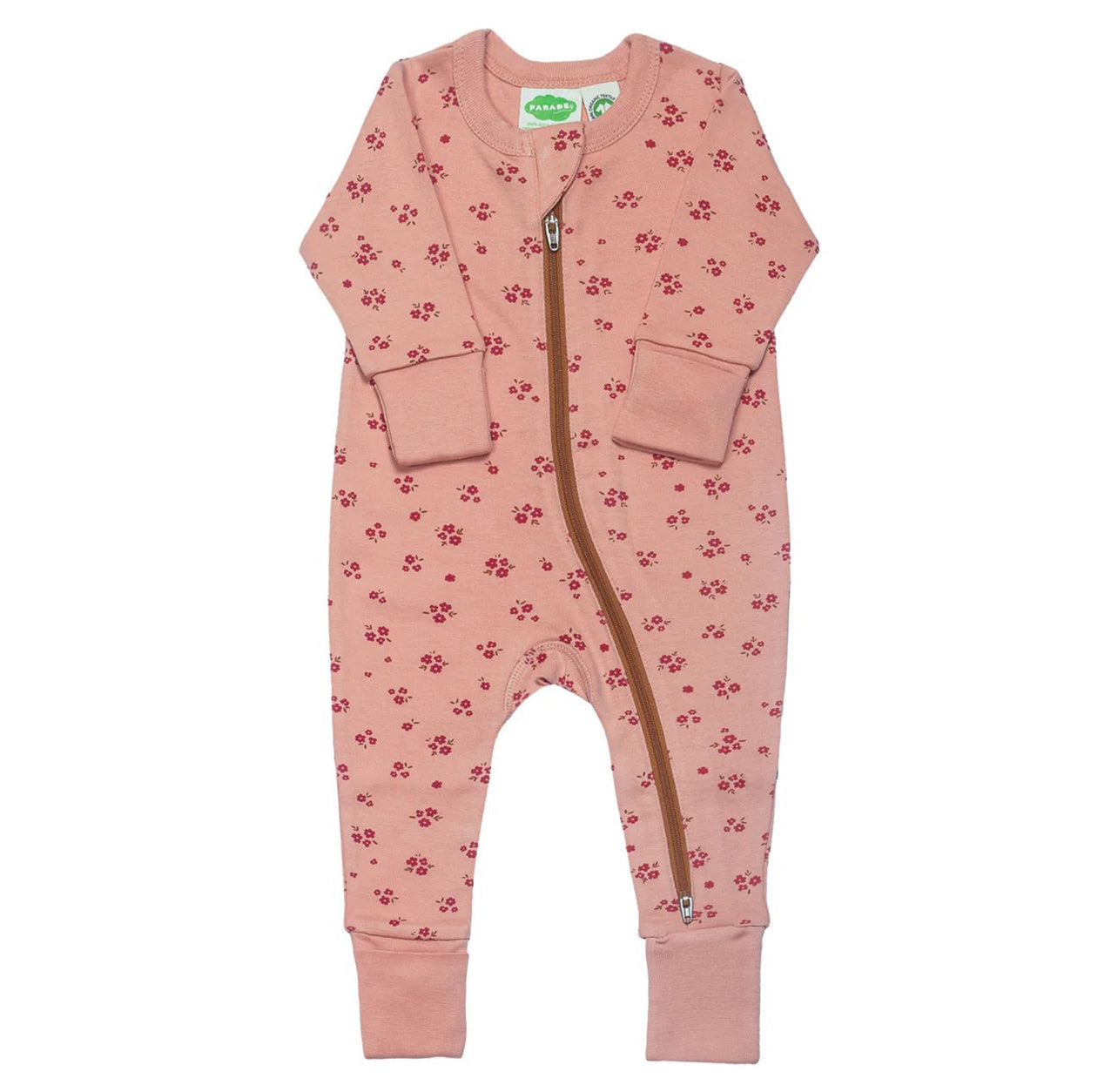 Parade Organics Signature 2-Way Zip Long Sleeve Romper | Ruby Meadow | 2T