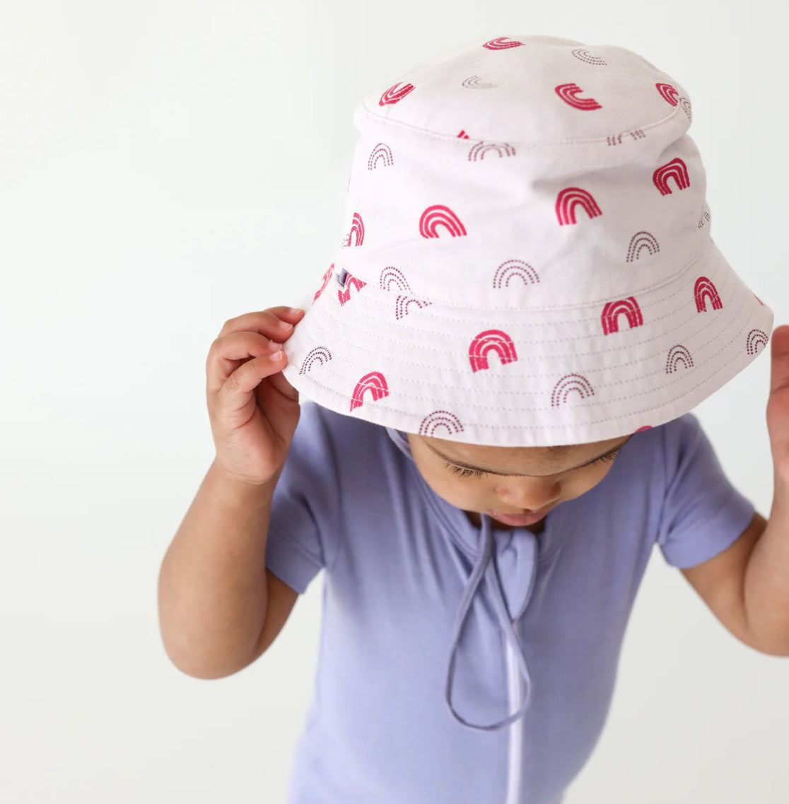 Parade Organics Reversible Cotton Bucket Hat | Rainbows & Lilac | 12-24M