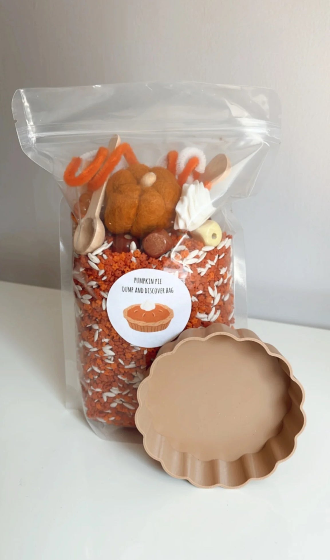 Sensory Mama Creations | Pumpkin Pie Dump & Discover Bag