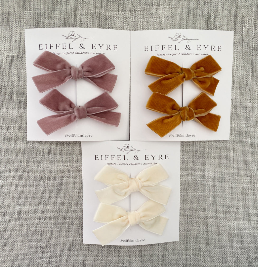 Eiffel & Eyre | Set of Two Velvet Hair Bows on Clips