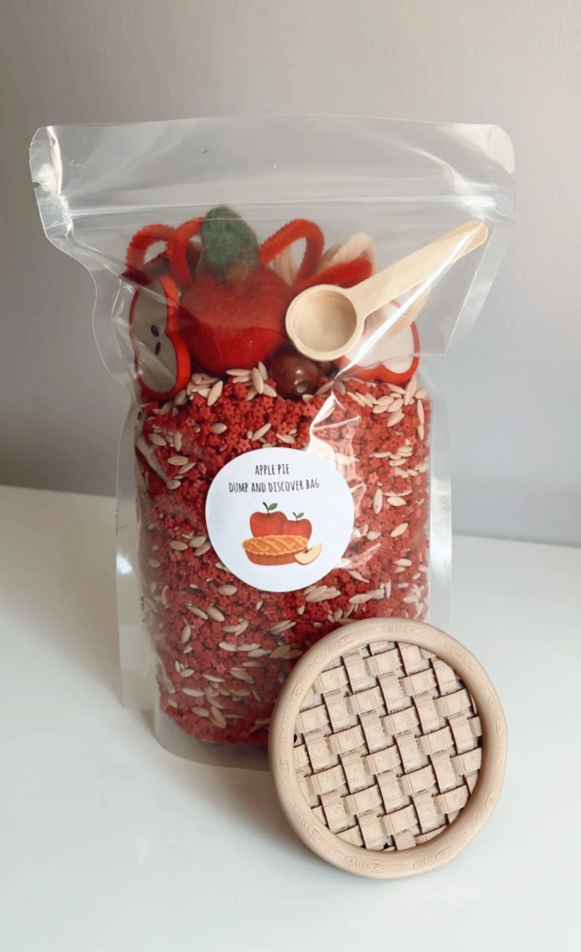 Sensory Mama Creations | Apple Pie Dump & Discover Bag