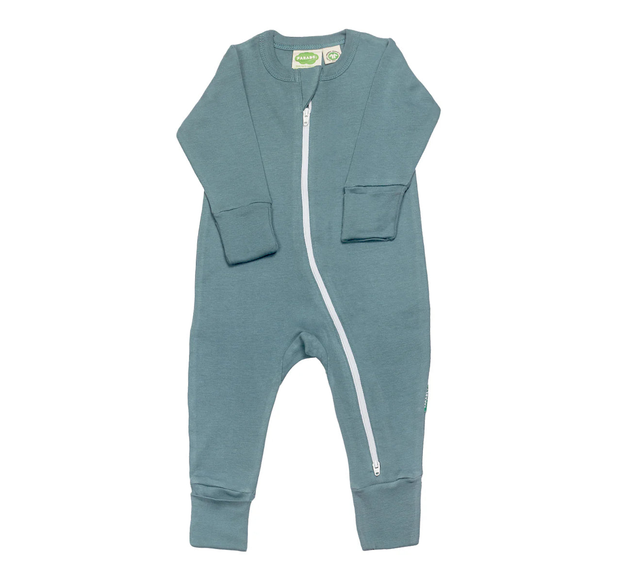 Parade Organics Essentials 2-Way Zip Long Sleeve Romper | Ocean | 12-18M