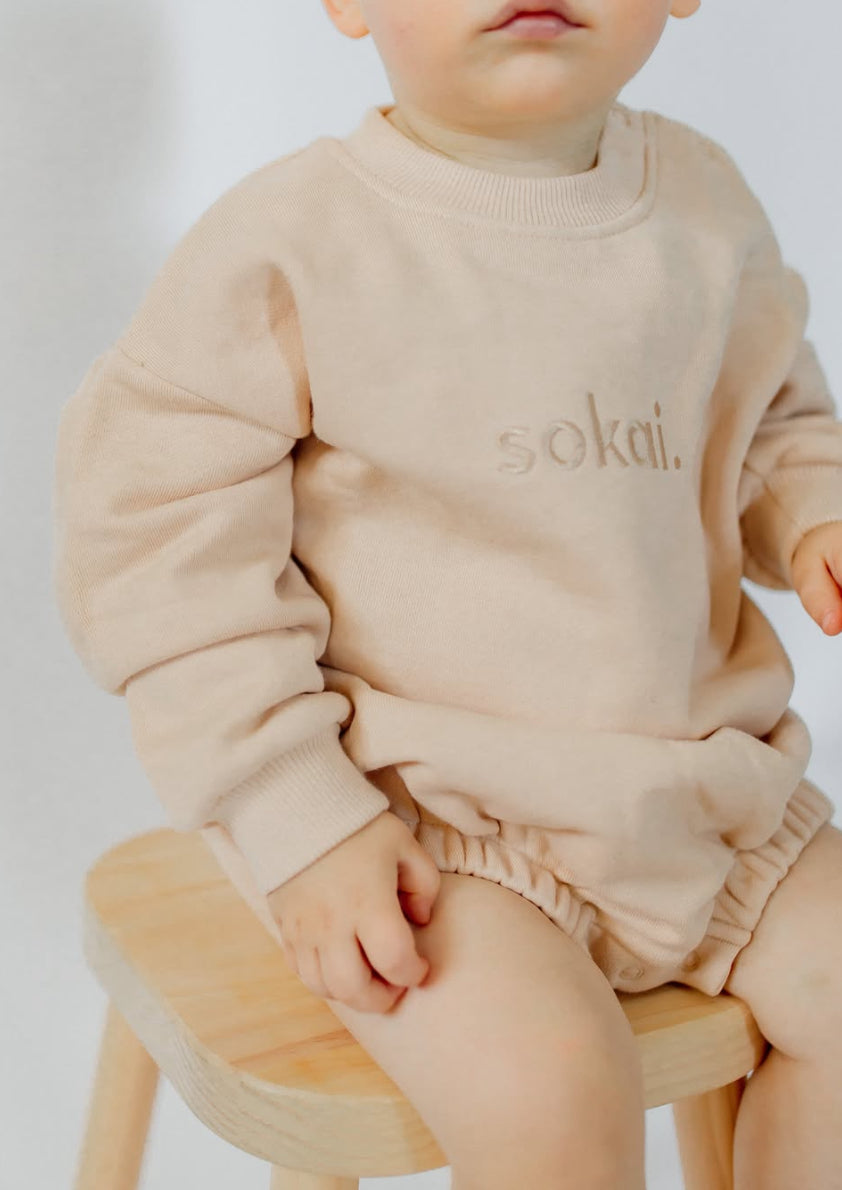 Sokai | Sweatshirt Bubble Romper | Natural | 6-12M
