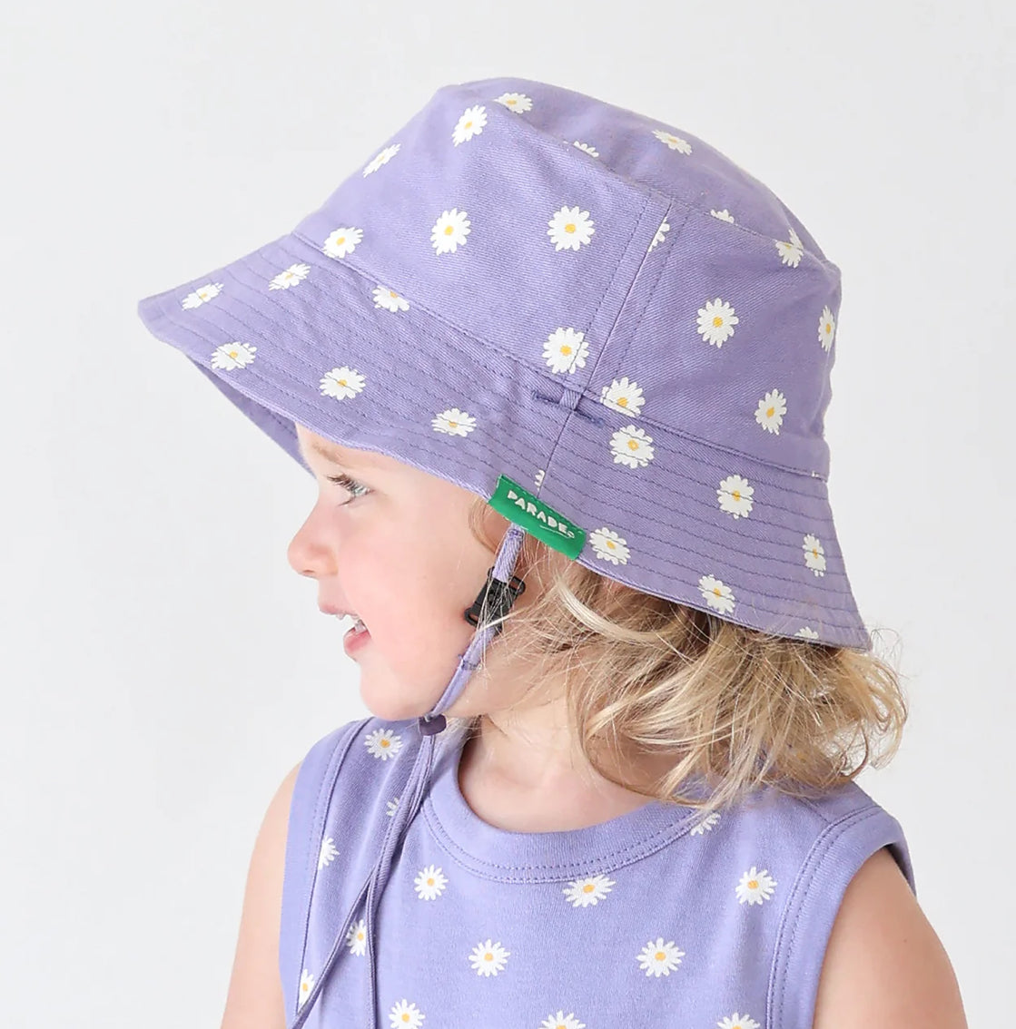Parade Organics Reversible Cotton Bucket Hat | Daisies & Lilac | 2-4Y