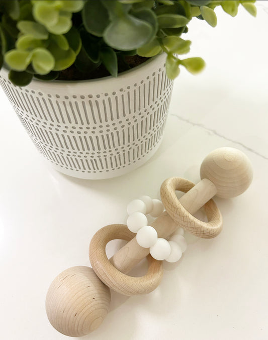 Wooden Rattle | White
