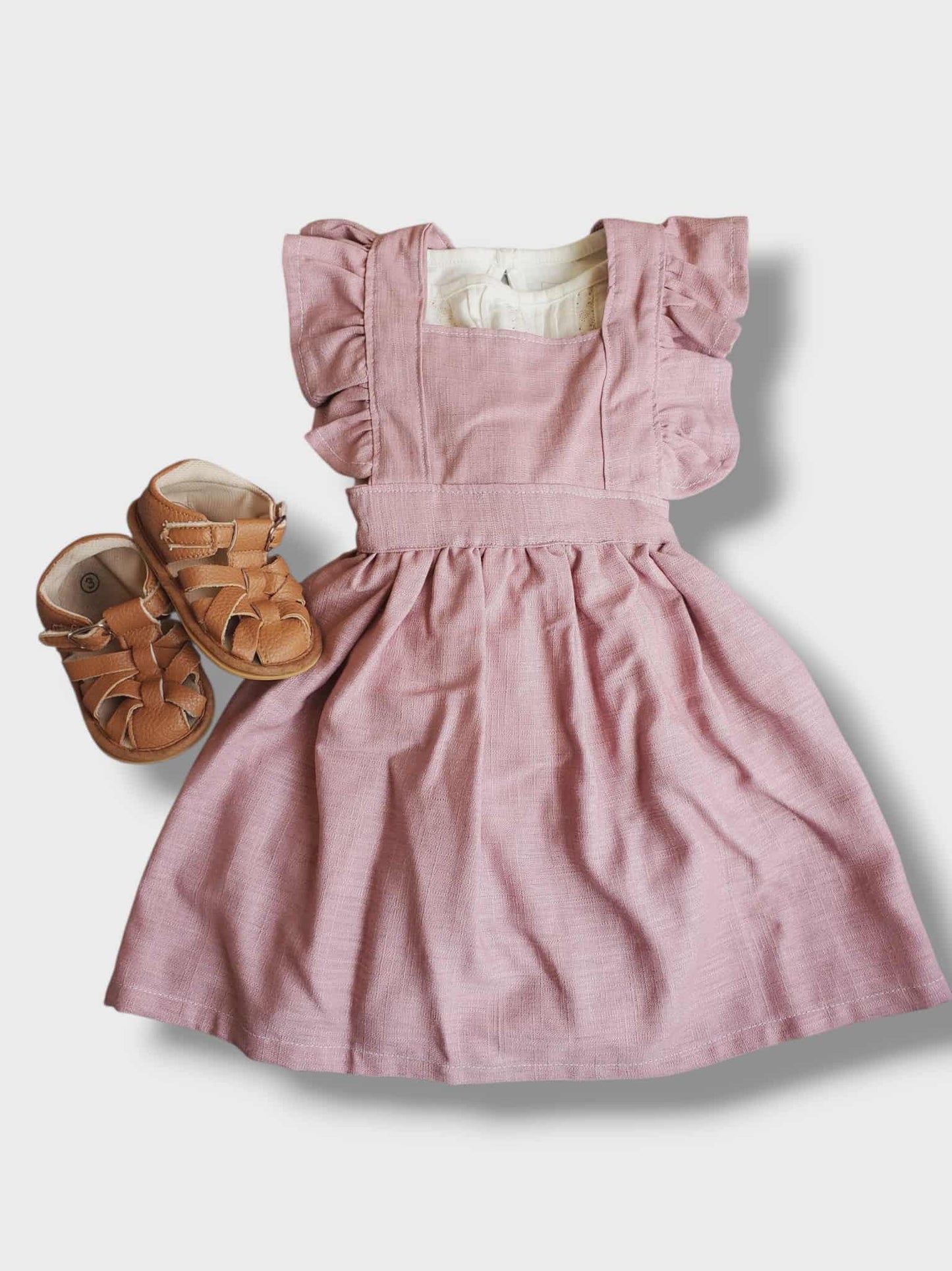 Sewing by Sadie | Pinafore Dress in Dusty Rose | 18-24M