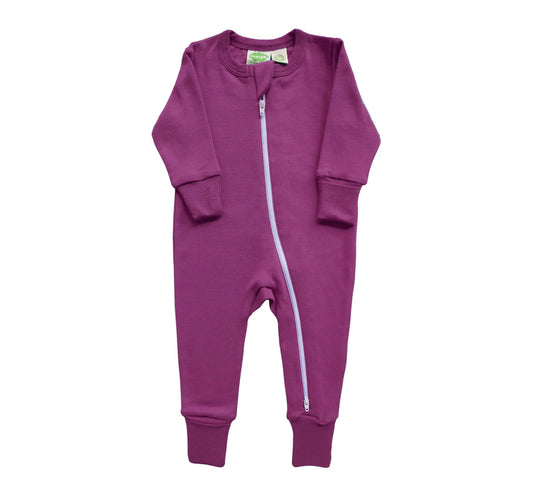 Parade Organics Essentials 2-Way Zip Long Sleeve Romper | Amethyst | 6-12M