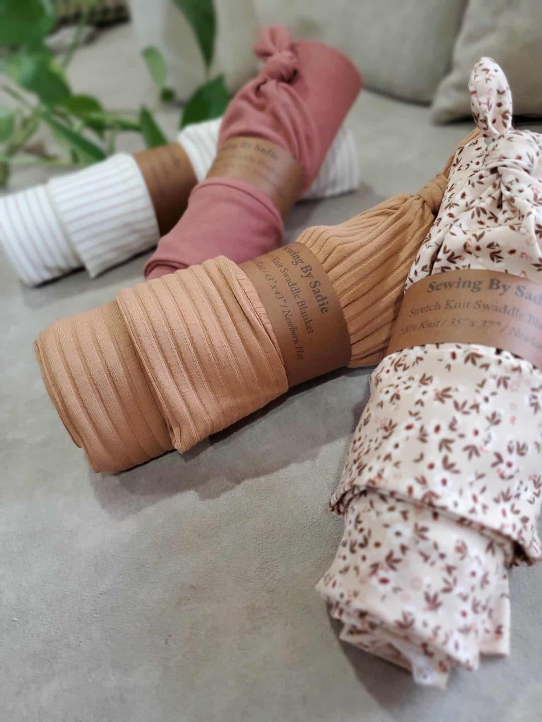 Sewing by Sadie | Newborn Swaddle Set in Solid Brown