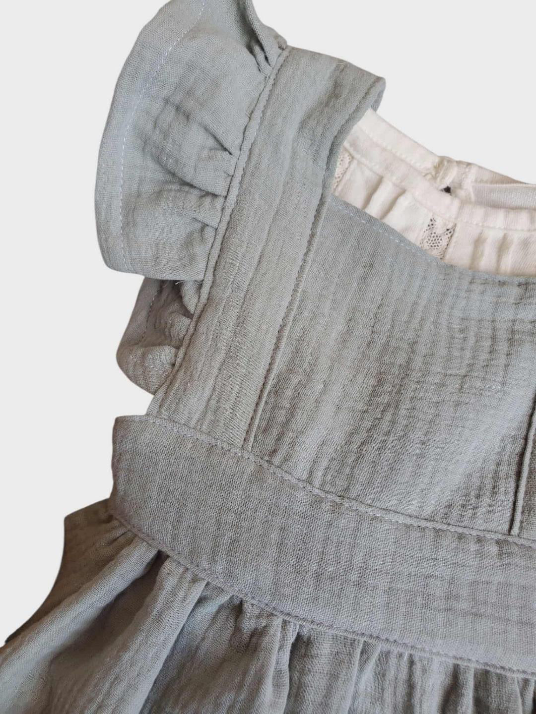 Sewing by Sadie | Pinafore Dress in Sage Green | 9-12M
