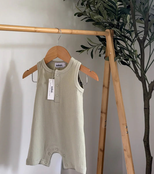 Sokai | Ribbed Romper | Pistachio | 6-12M