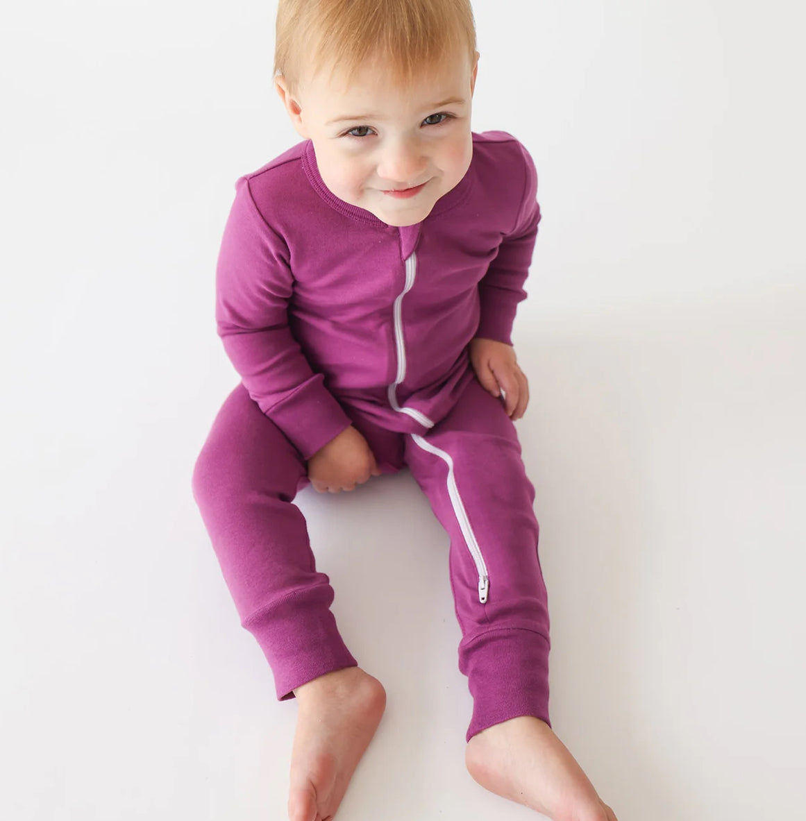 Parade Organics Essentials 2-Way Zip Long Sleeve Romper | Amethyst | 6-12M