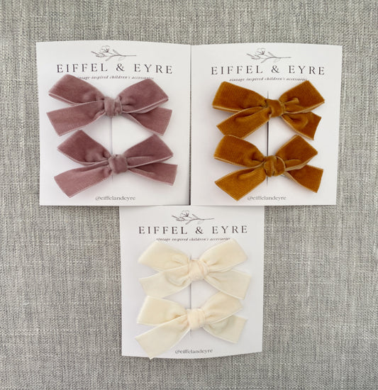 Eiffel & Eyre | Set of Two Velvet Hair Bows on Clips