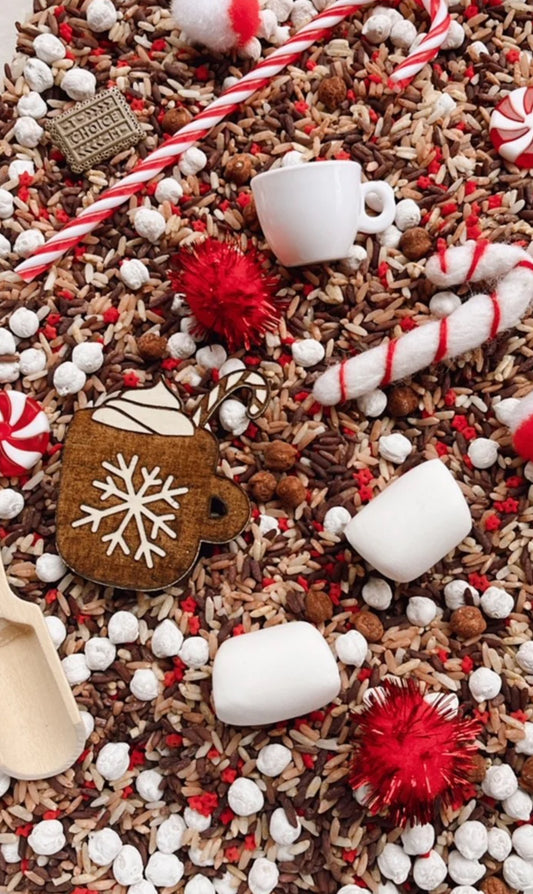 Sensory Mama Creations | Peppermint Hot Chocolate Dump and Discover Bag