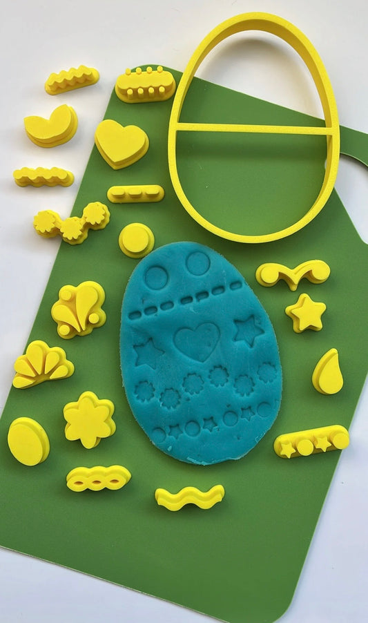Sensory Mama Creations | Bunny Meadow Spring + Easter Collection: Easter Egg Decorating Cutter & Stamps Set