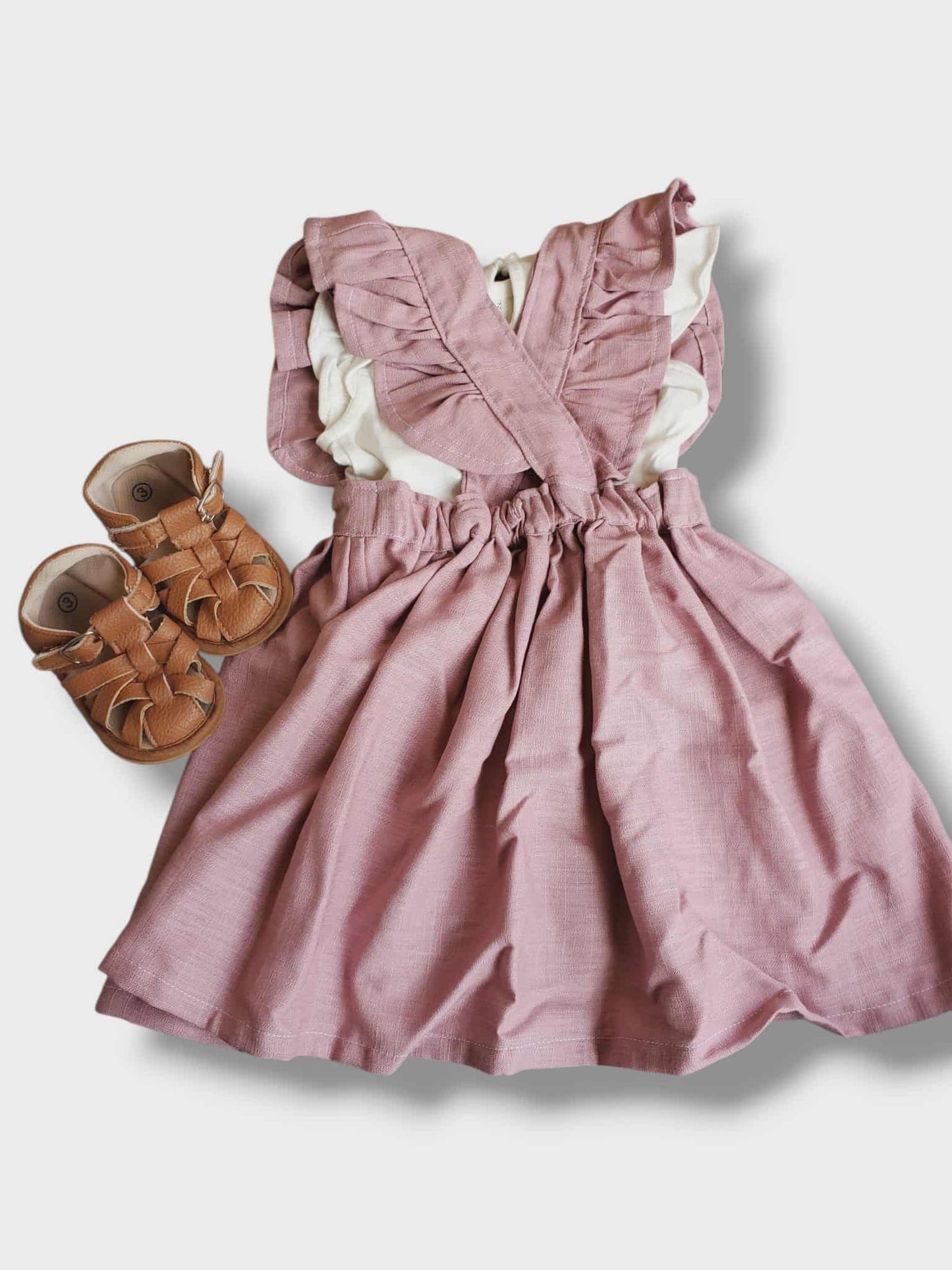 Sewing by Sadie | Pinafore Dress in Dusty Rose | 18-24M
