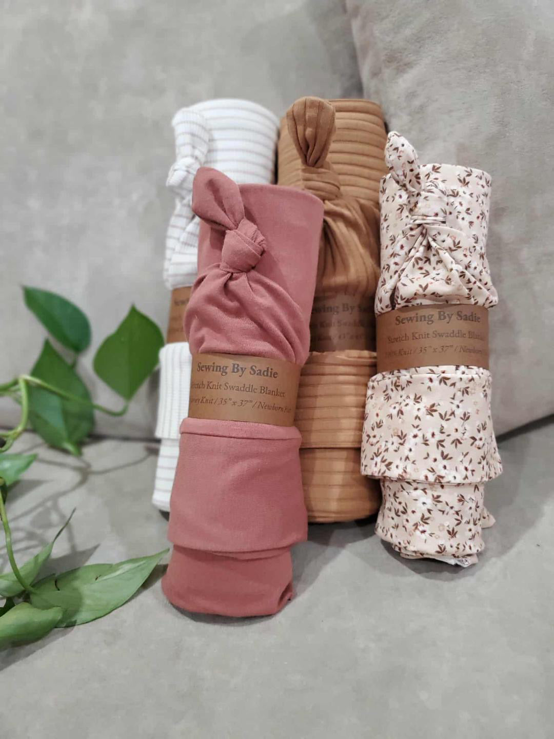 Sewing by Sadie | Newborn Swaddle Set in Solid Maroon