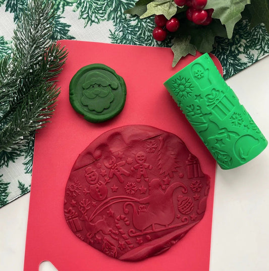 Sensory Mama Creations | Tinsel and Treats: Large Christmas Playdough + Kinetic Sand Roller