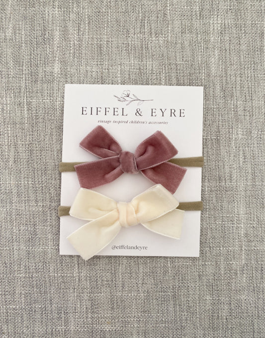 Eiffel & Eyre | Set of Two Velvet Headbands on Ivory & Rose